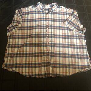 Polo Ralph Lauren Shirt Mens 4XB Bleeding Madras Plaid Pony Button Up Cotton